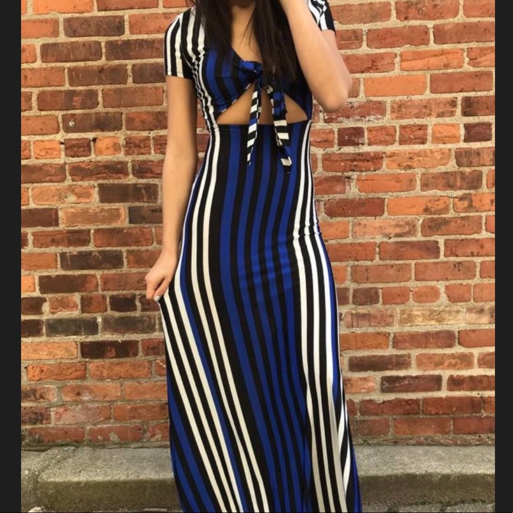 Vertical Stripe Maxi Dress